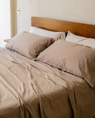Signature Percale Solid Pillowcase Set Beige