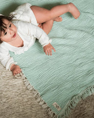 Little Fishies Gauze Receiving Blanket - Seafoam