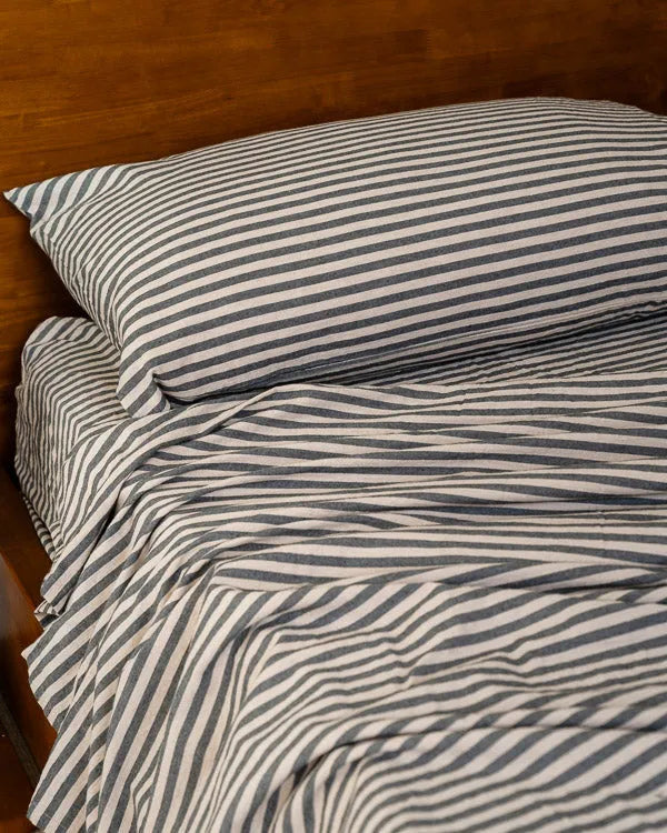 Classic Micro Twill Stripe Melange Pillowcase Set Steel Grey