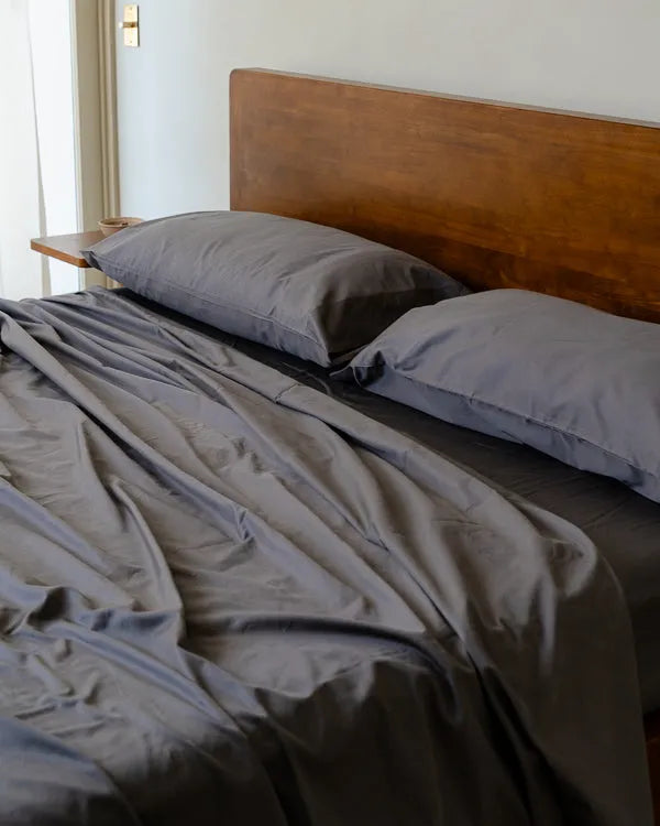Luxe Sateen Pillowcase Set Steel Grey