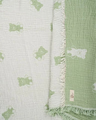 Teddy Gauze Receiving Blanket with Pouch
