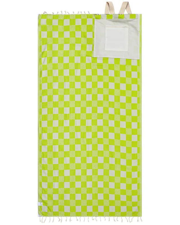 Checker Towel Bag  - Lime